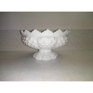 Fenton hobnail milk glass candleabra / candle holder bowl